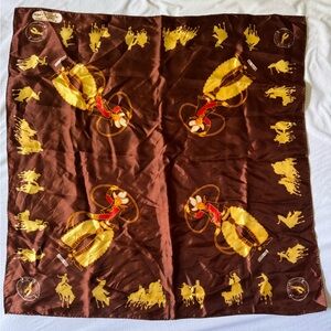 Vintage Calgary Stampede Western Scarf with Cowboy Motifs